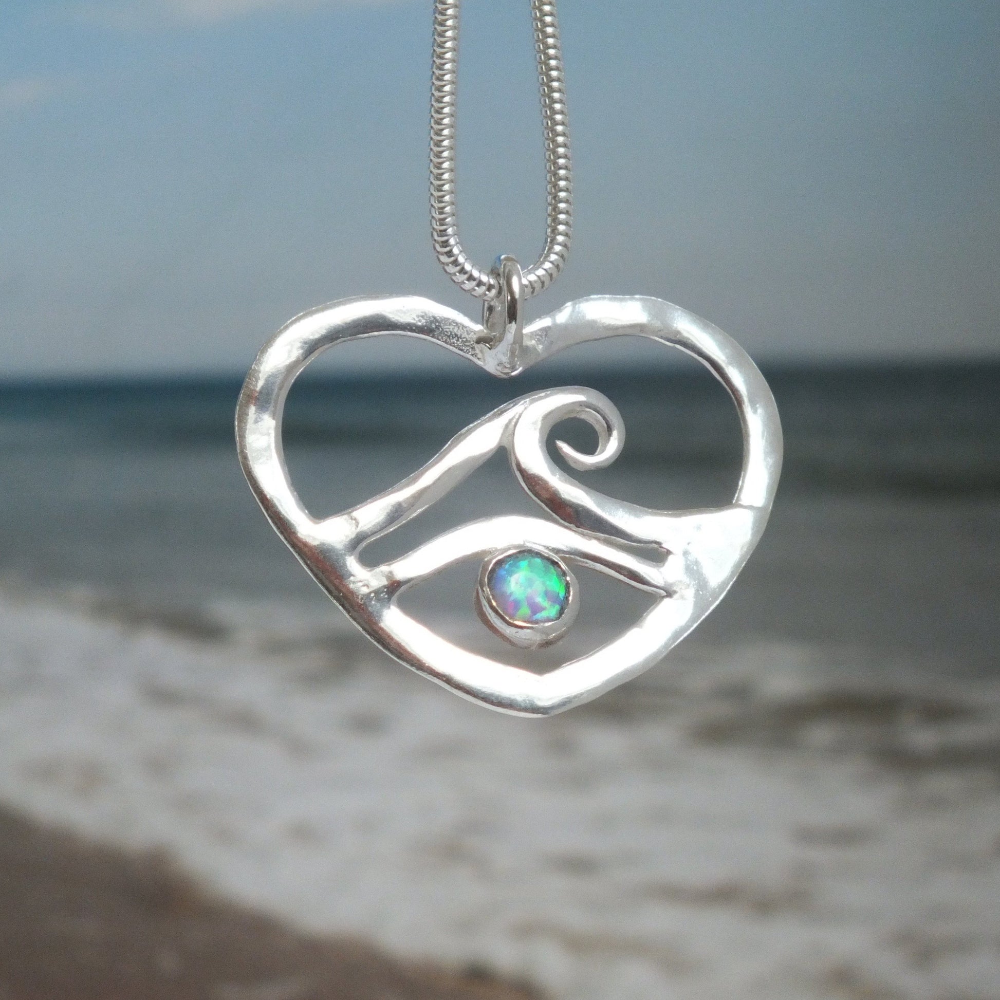 Wave and heart necklace by Pa-pa jewellery
