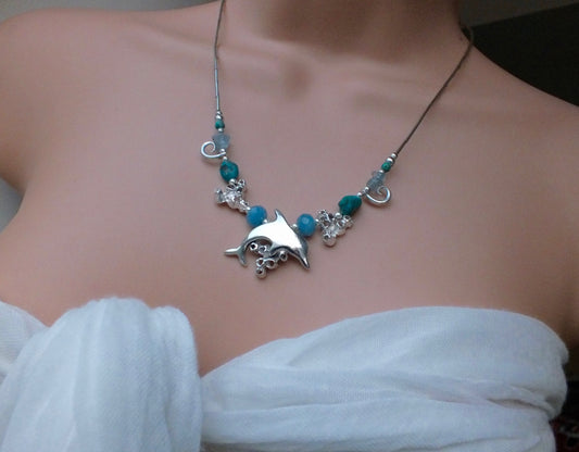 Silver dolphin necklace