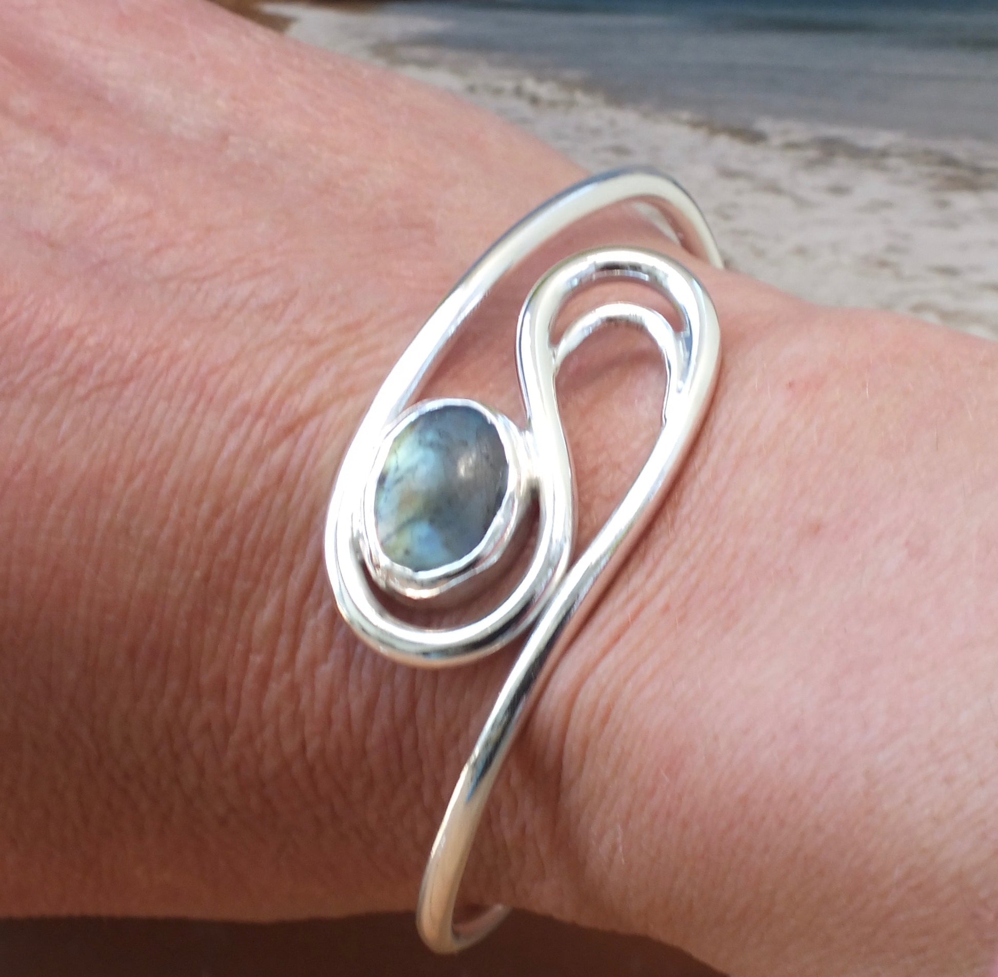 Labradorite wave cuff bracelet