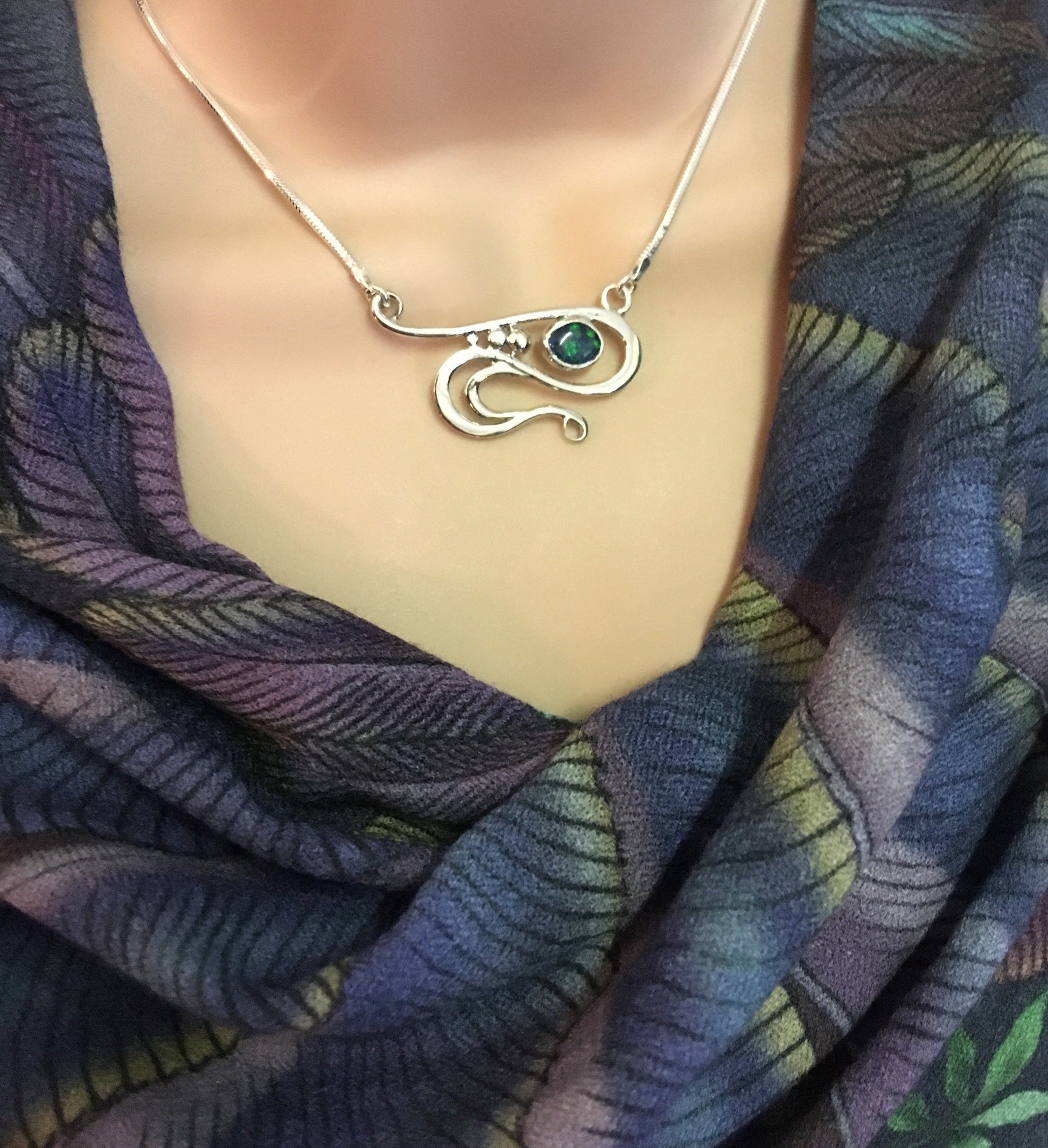 Wave opal necklace
