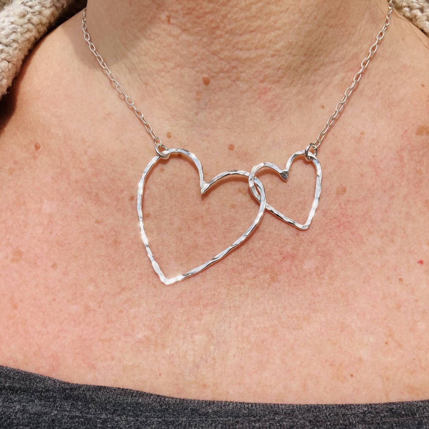 Two hearts interlocked necklace