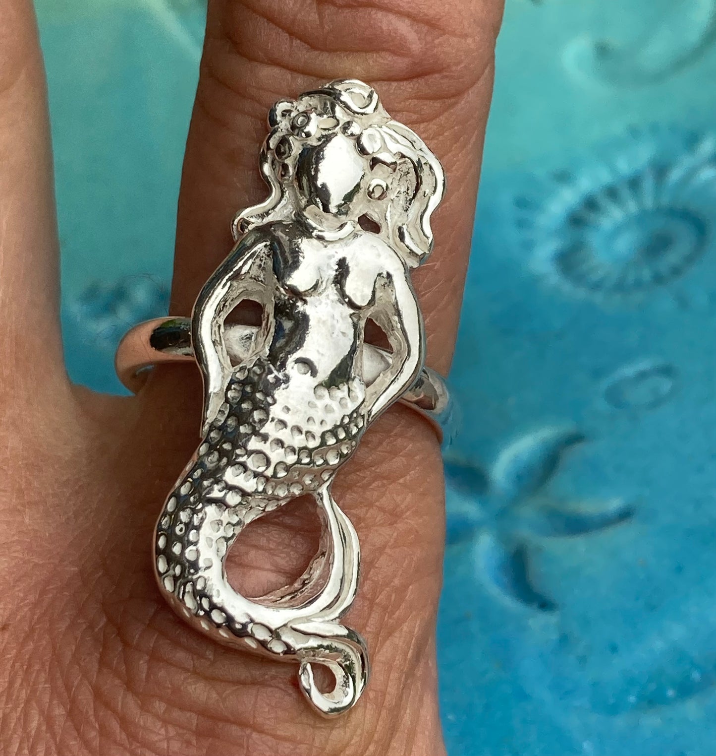 Silver mermaid ring