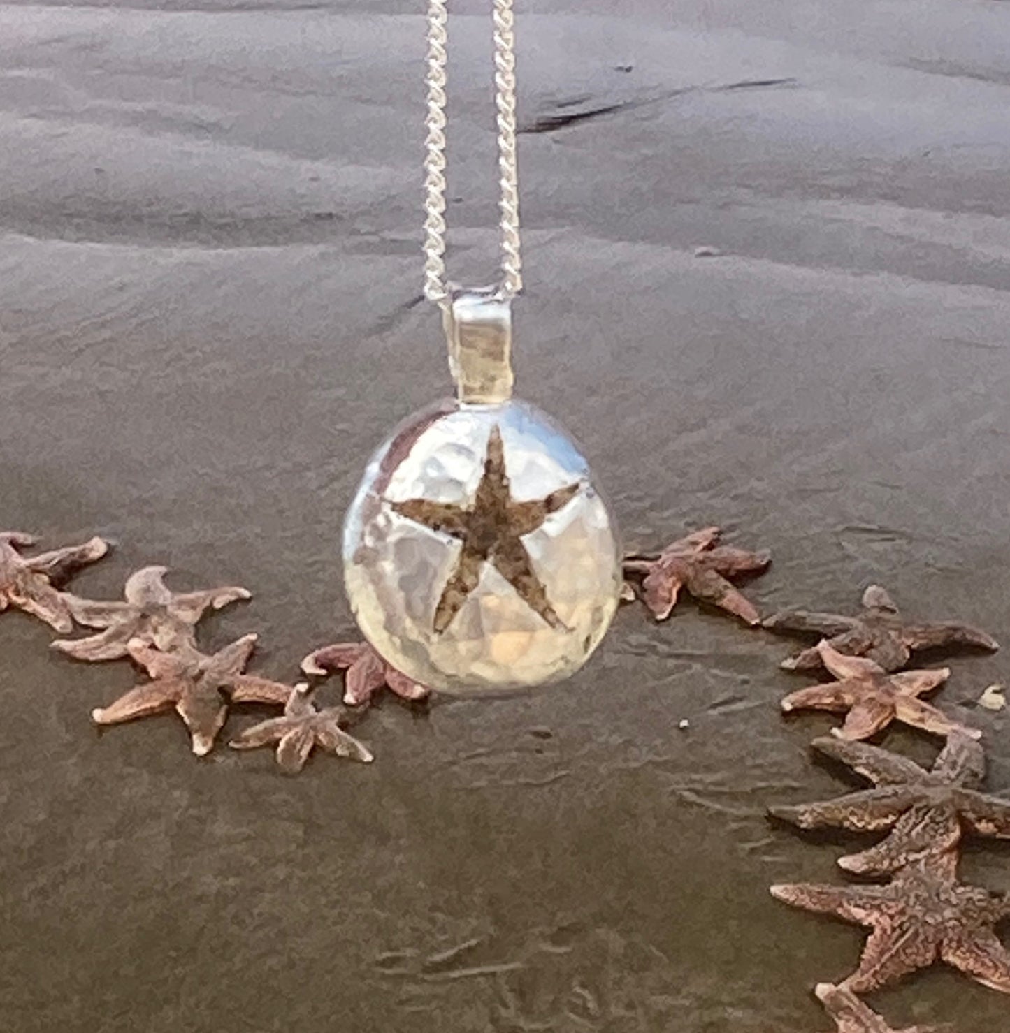 Starfish necklace with Gower sand inlay