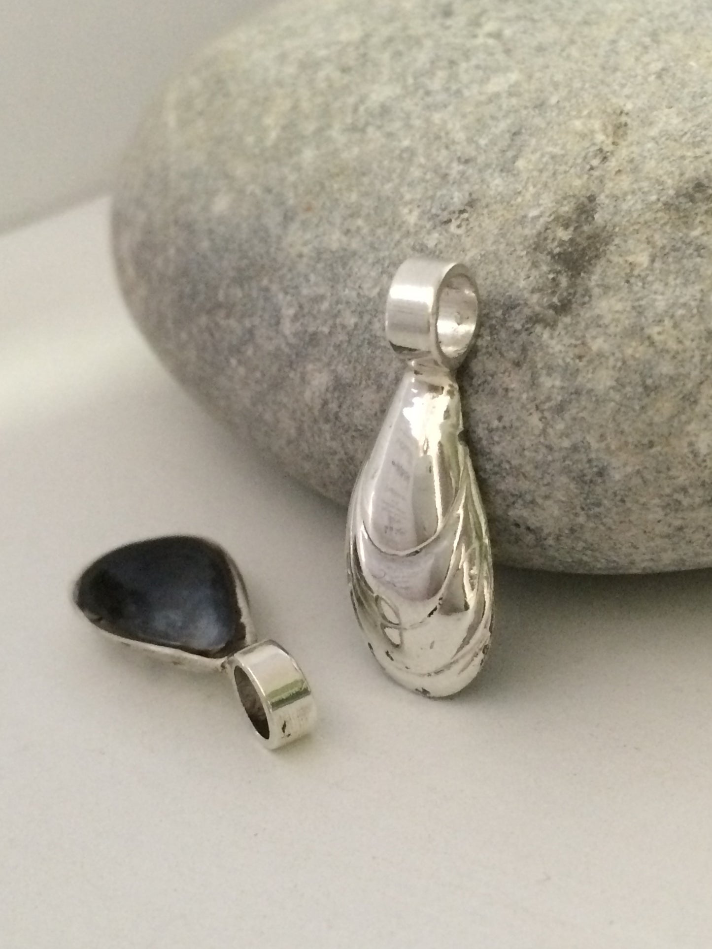 Silver and real Mussel  charm