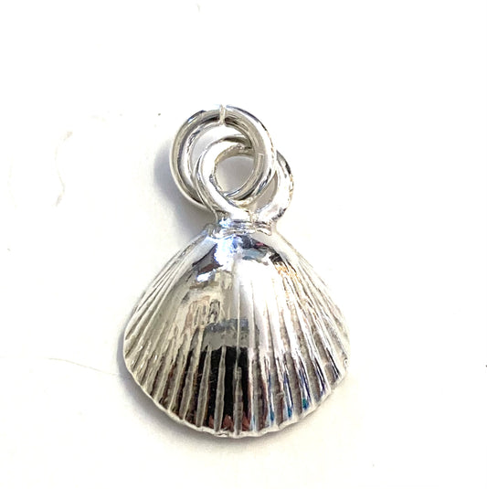 Silver cockle shell charm