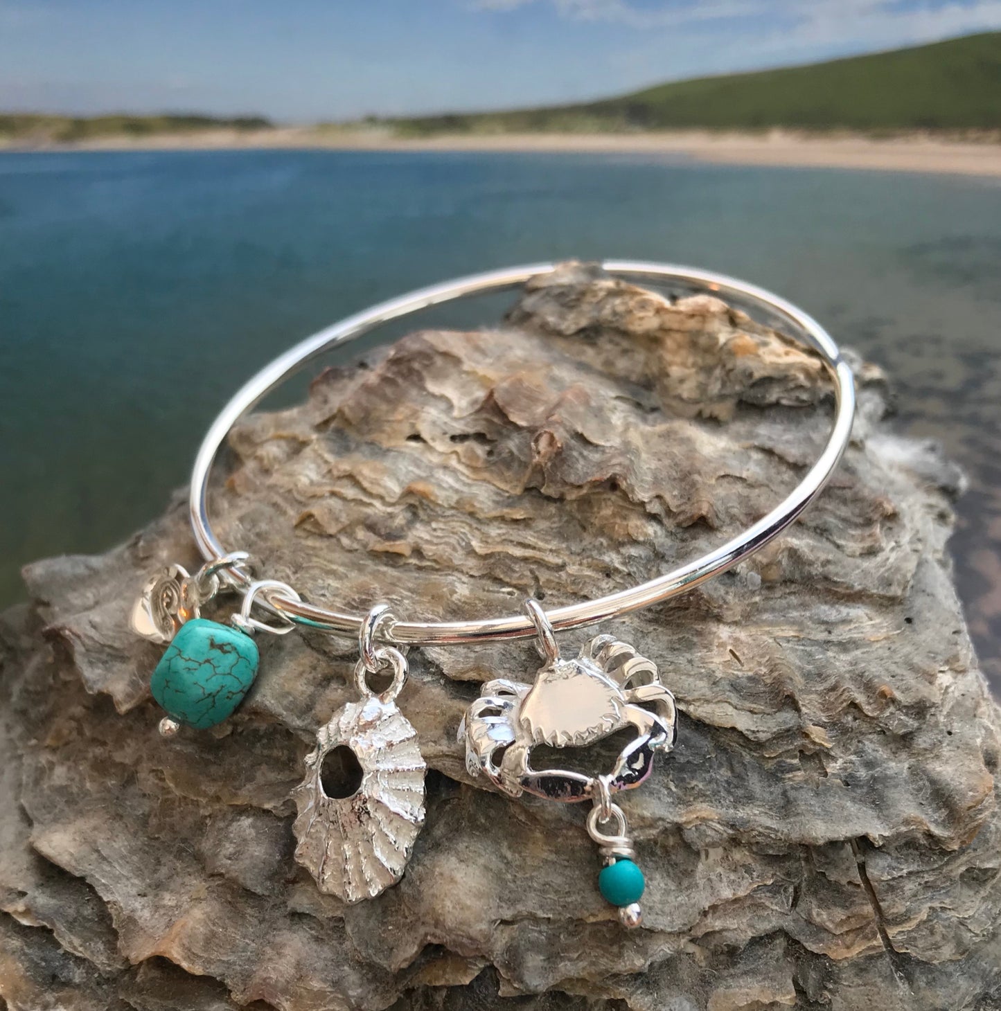 Crab and limpet shell bracelet