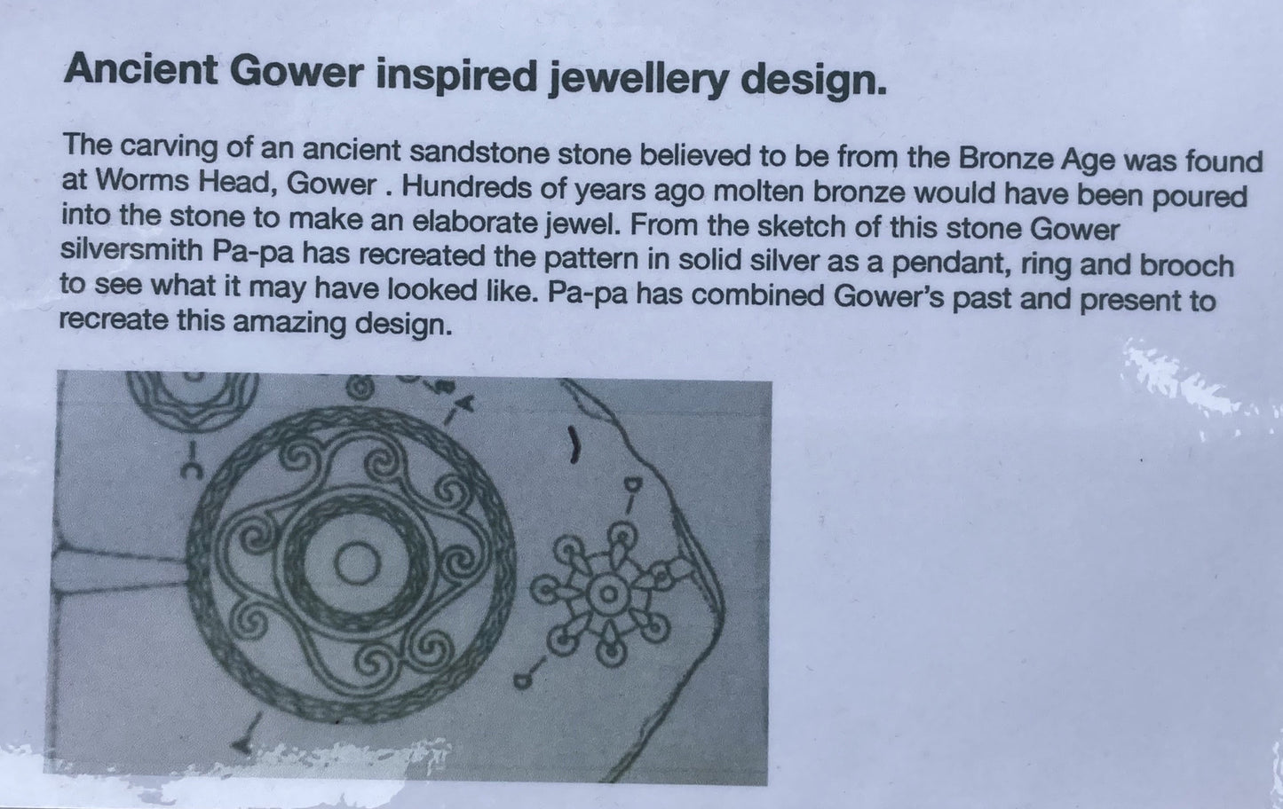 Copy of original Drawing of bronze age carving in sandstone found on Gower.