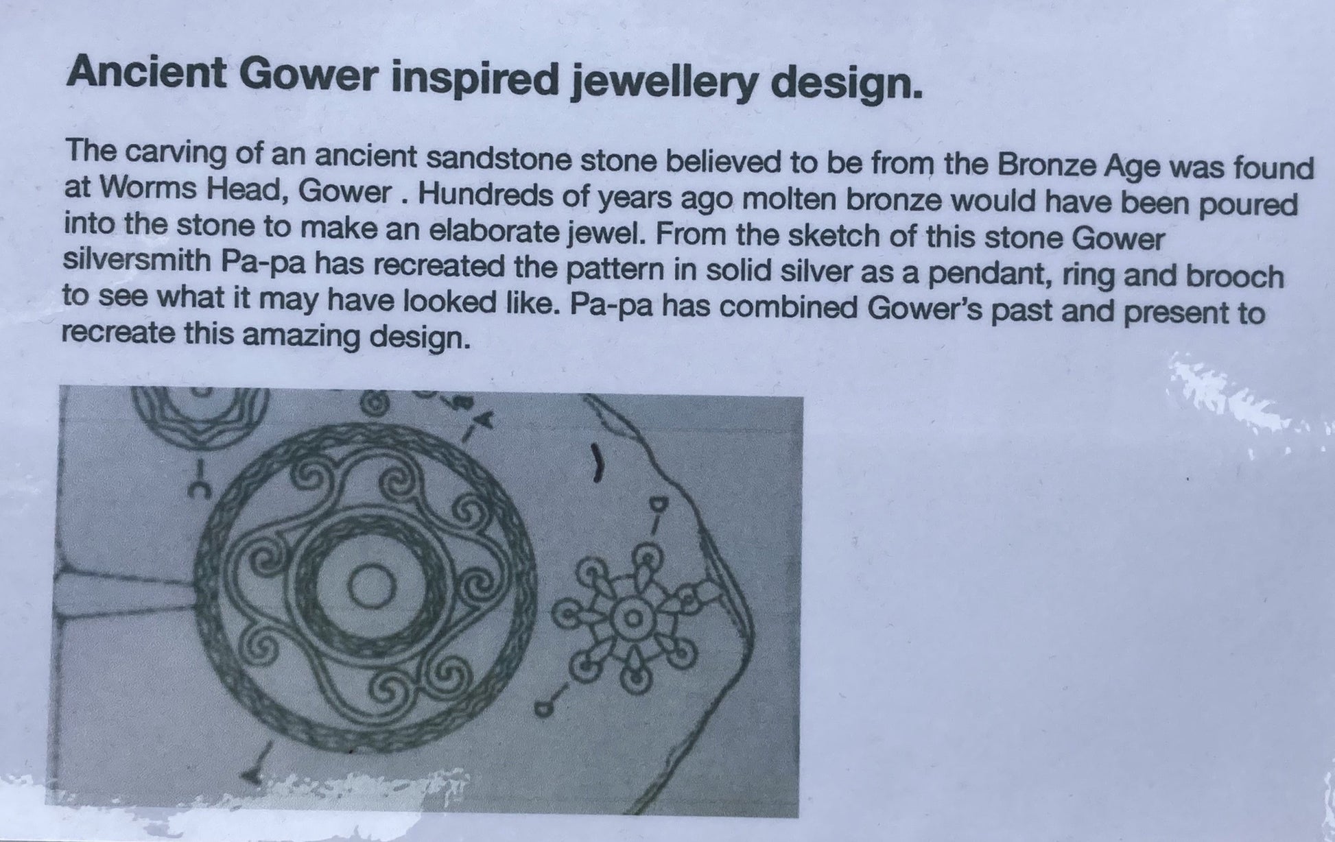 Copy of original Drawing of bronze age carving in sandstone found on Gower.