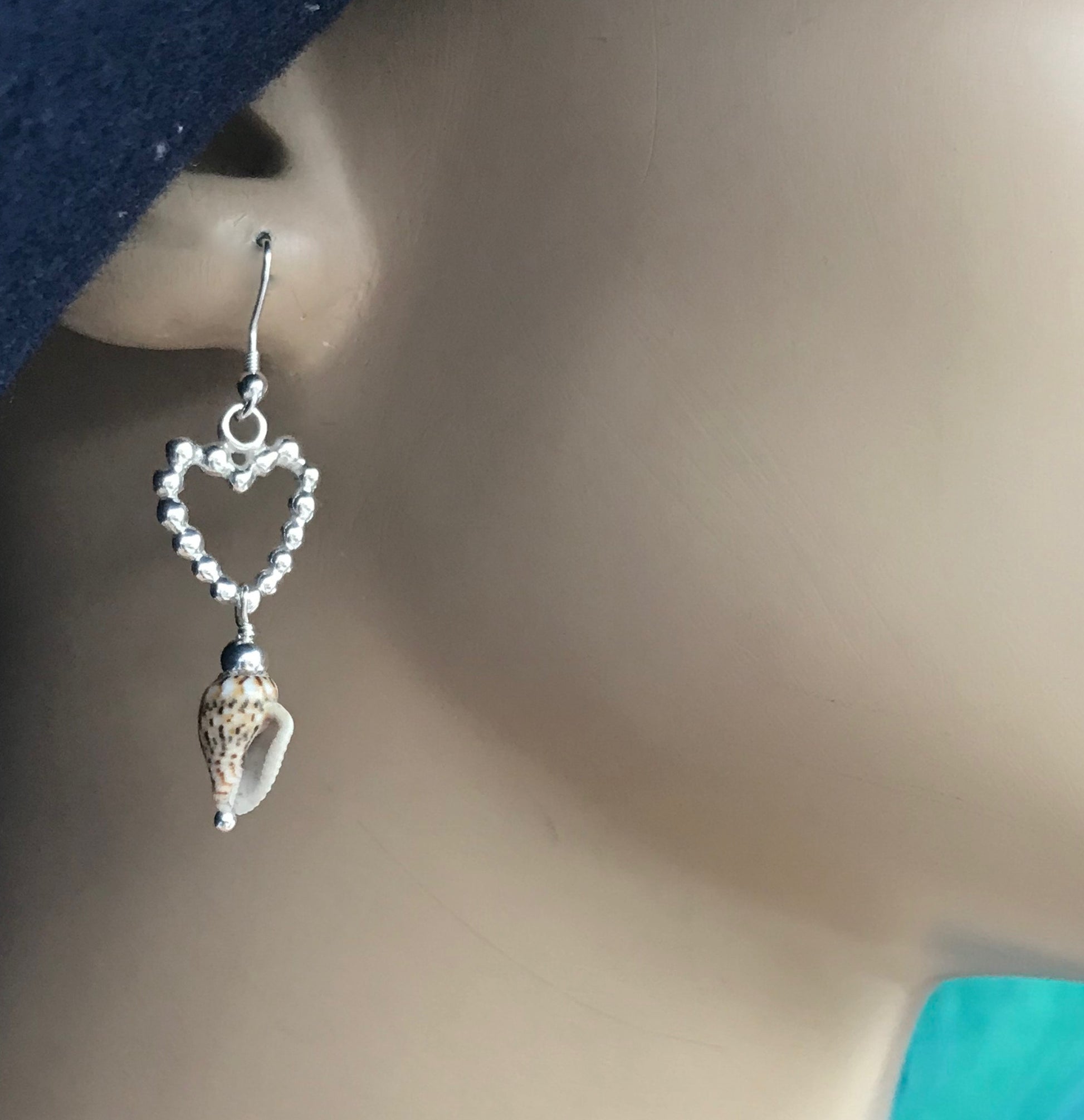 Heart and shell earrings