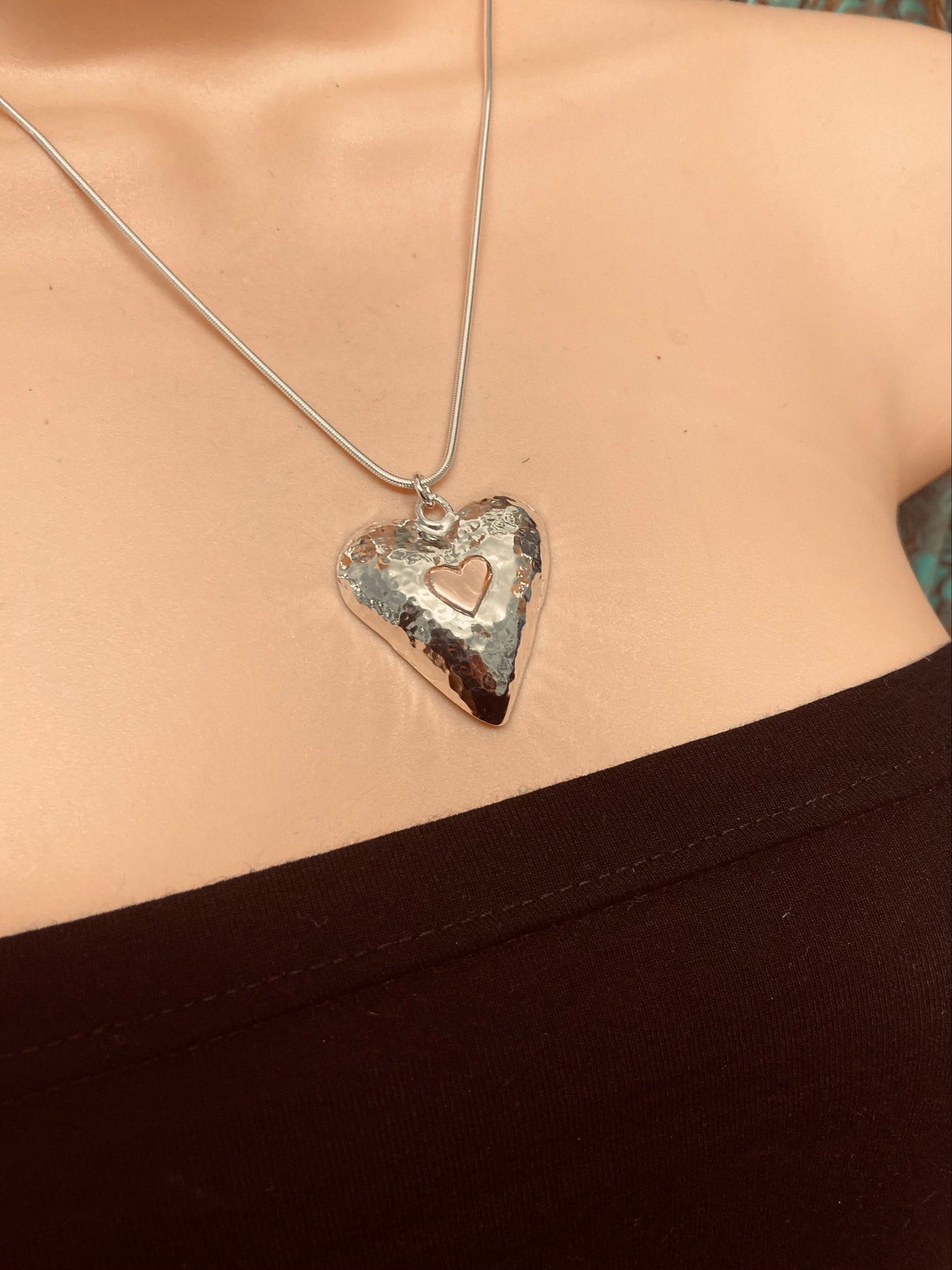 Gold and silver heart necklace