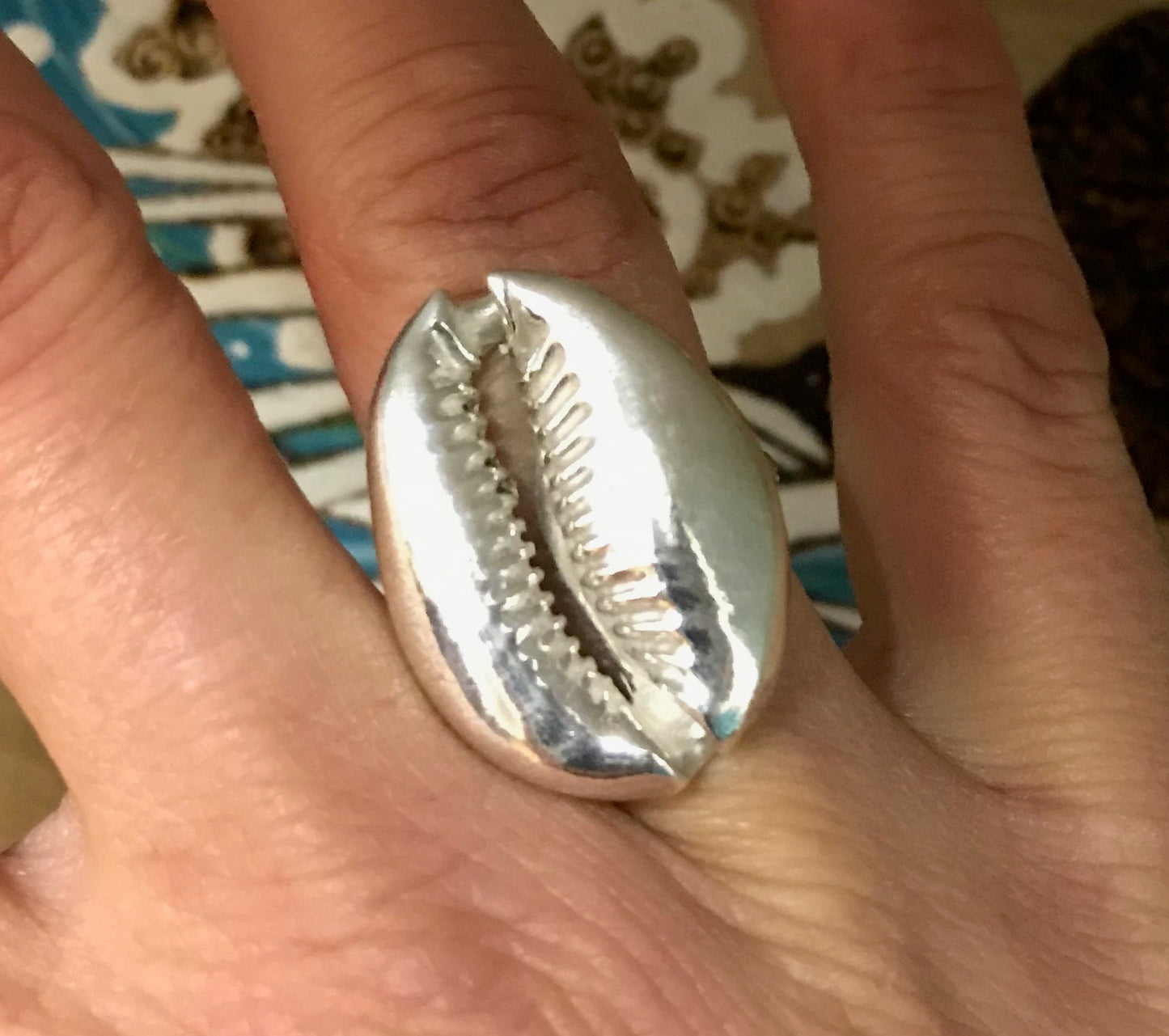 Chunky cowrie shell ring