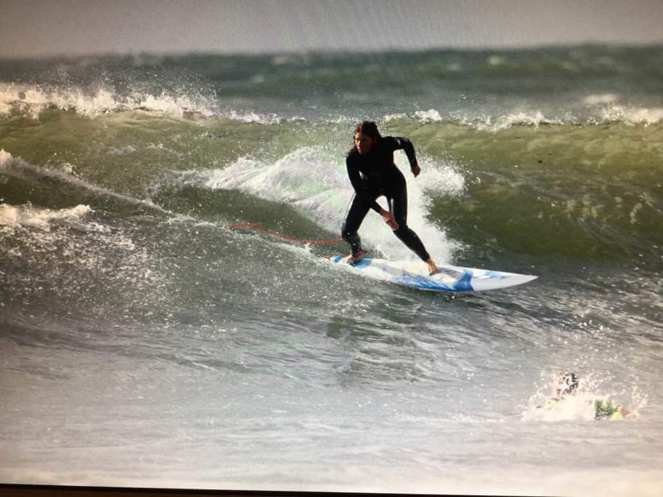 Phillippa surfing