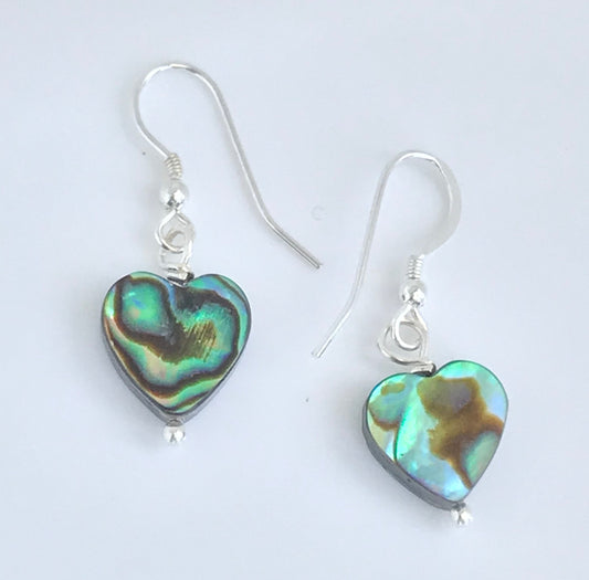 Abalone shell heart bead earrings