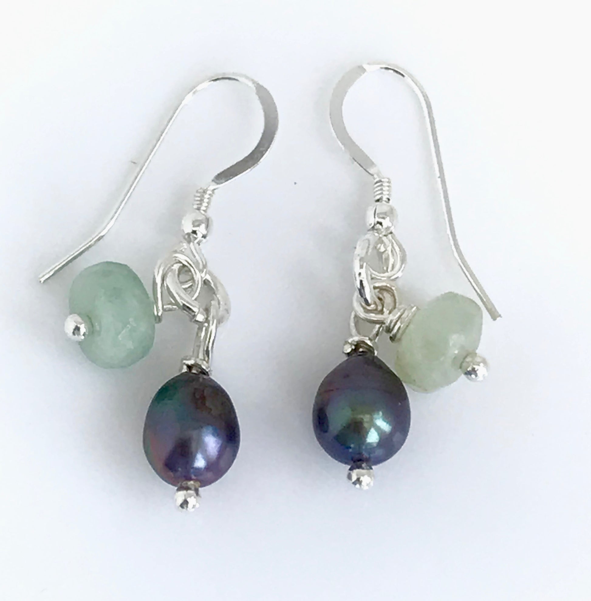 Aquamarine and pearl earrings