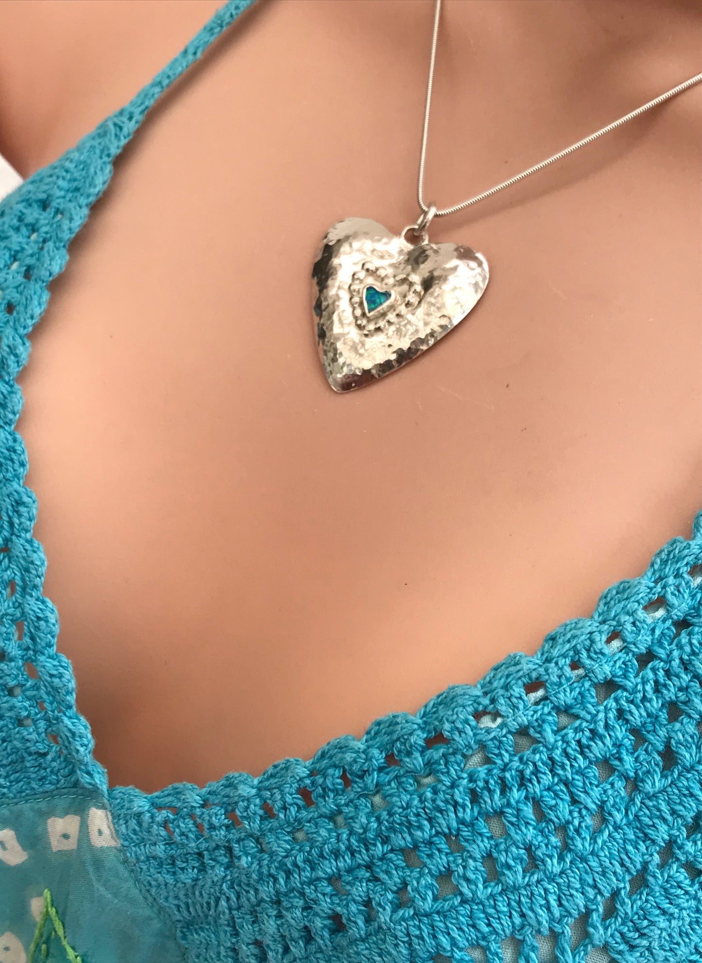 Heart shaped opal necklace