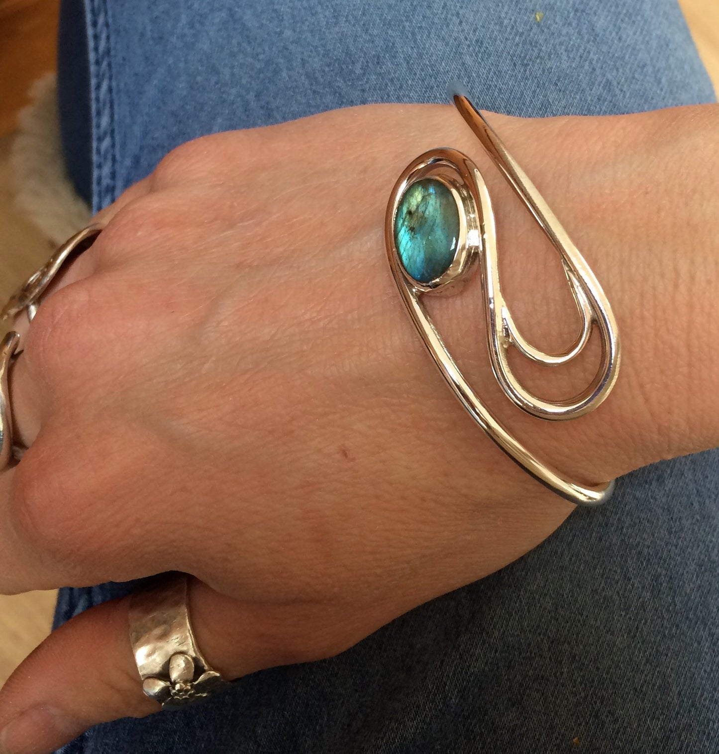 Swirling currents bangle cuff