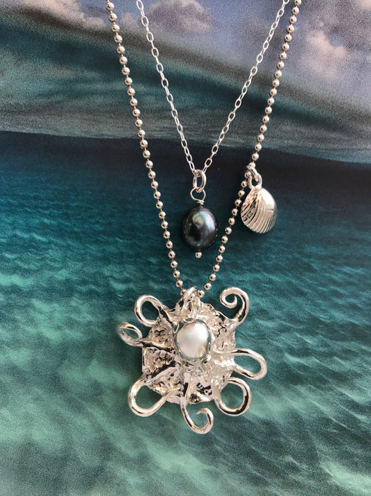 Silver octopus necklace