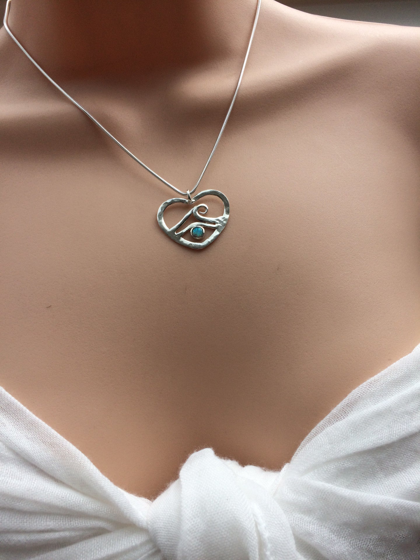 Wave and heart necklace