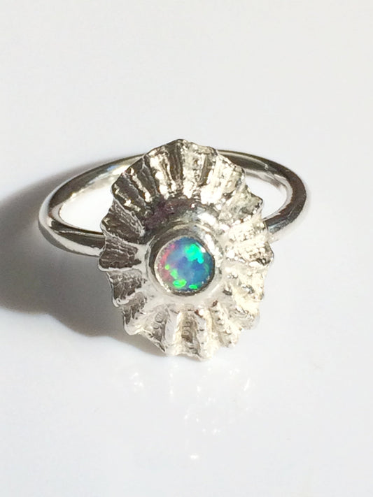 Limpet and opal set ring