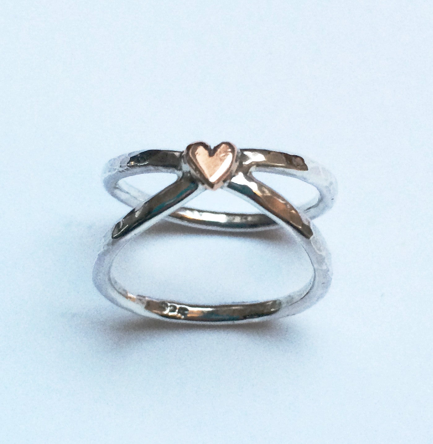 Silver and gold heart ring
