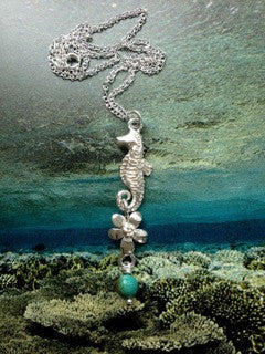 Seahorse and flower necklace