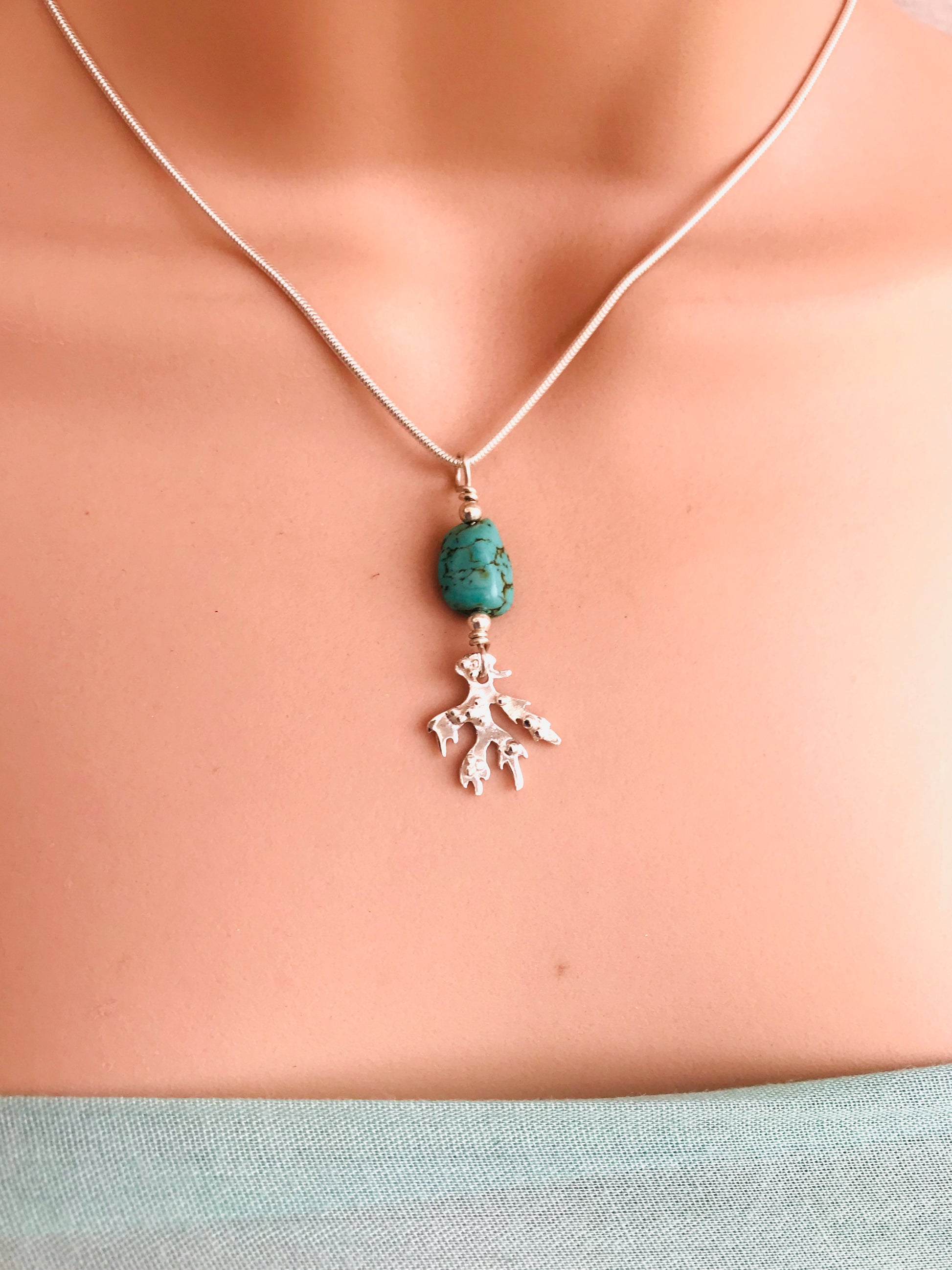 Silver seaweed necklace