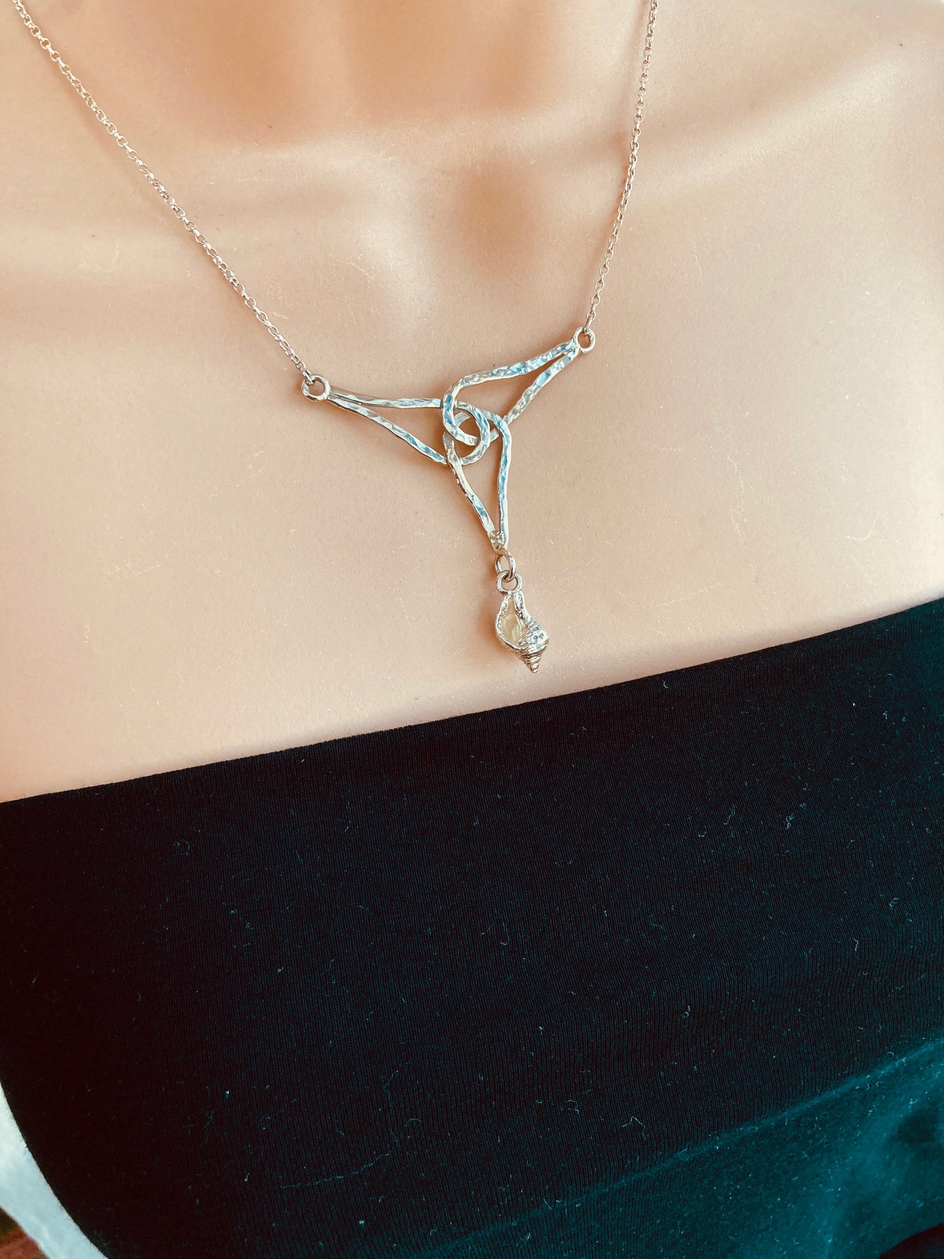 Celtic whelk drop necklace
