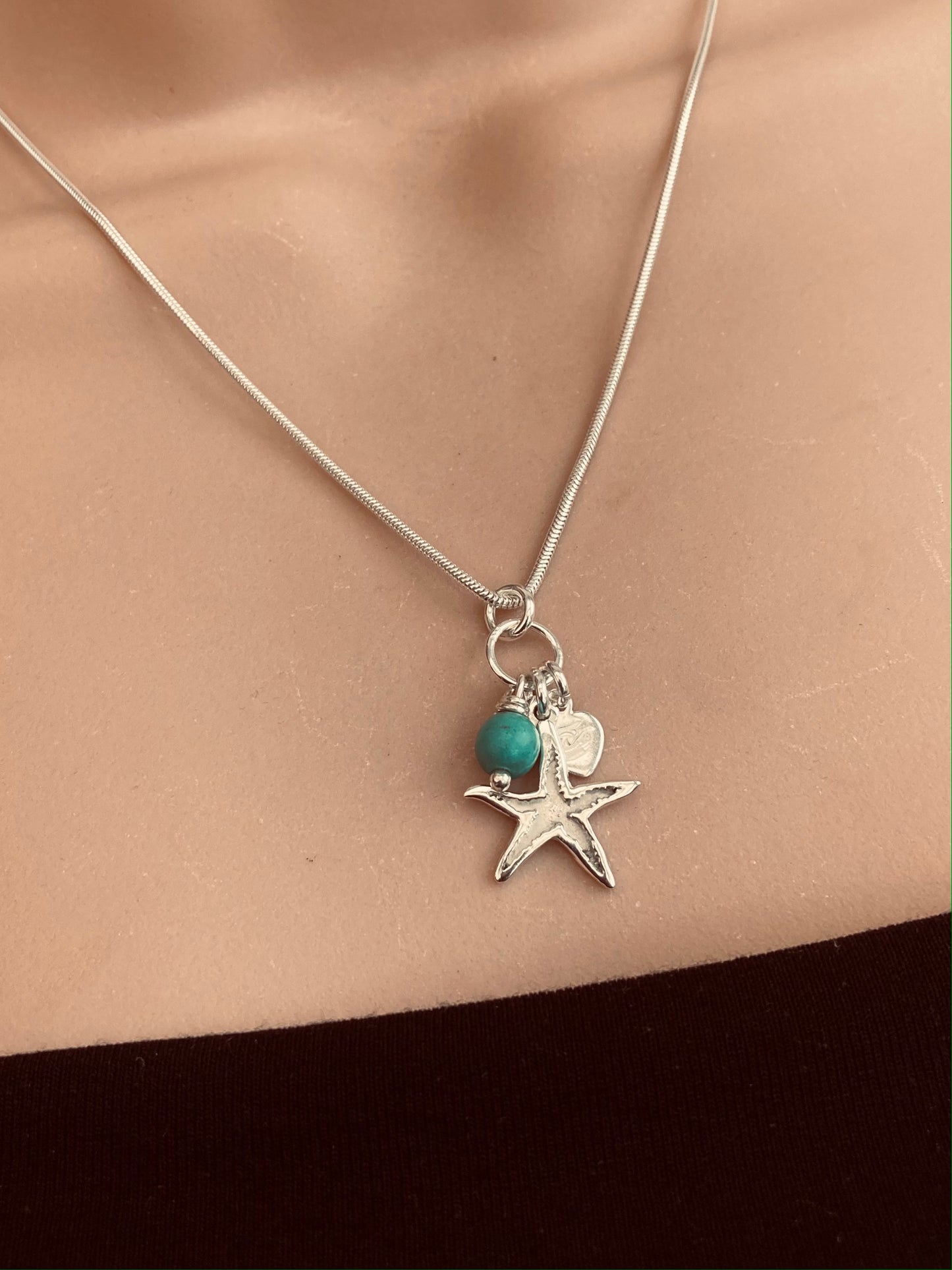starfish necklace with turquoise
