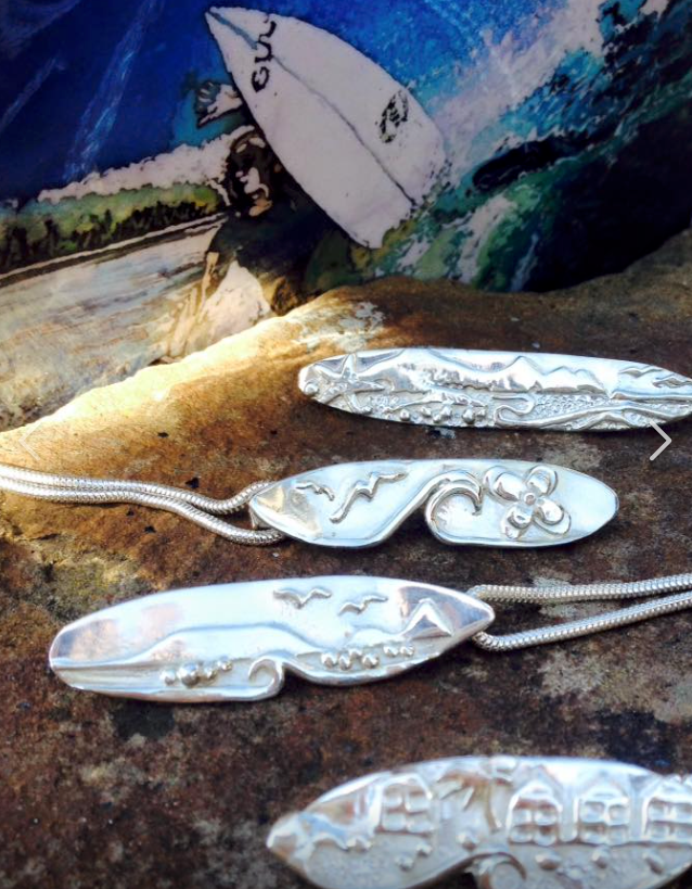 Gower  landscape surfboards in solid silver 