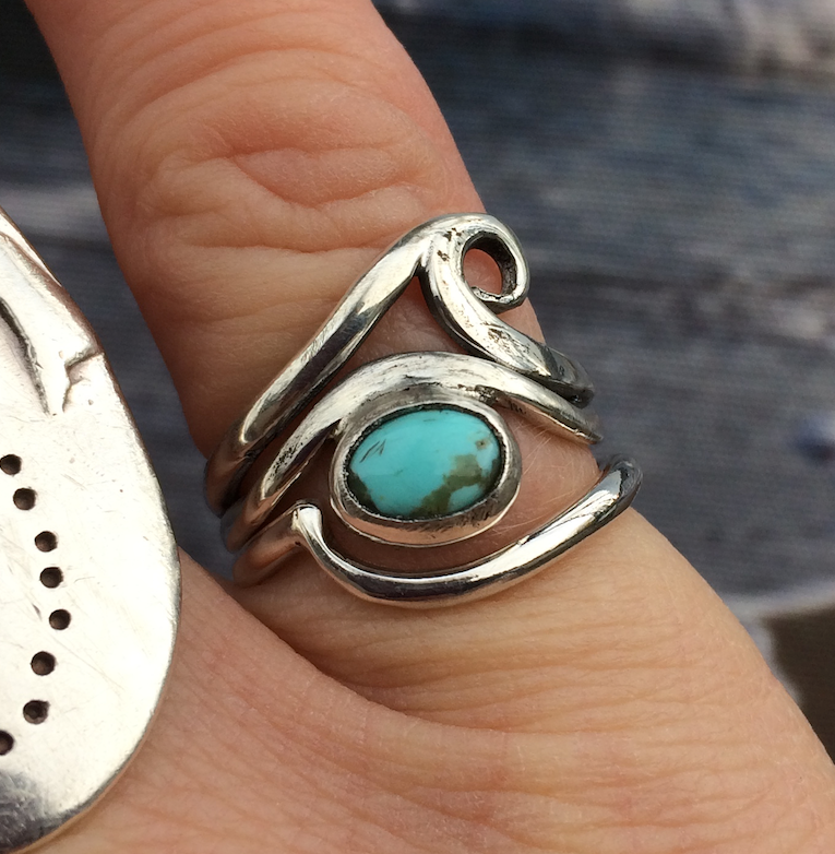 Turquoise wave stacker ring