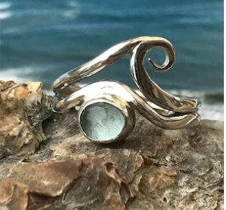 Wave ring oval stone