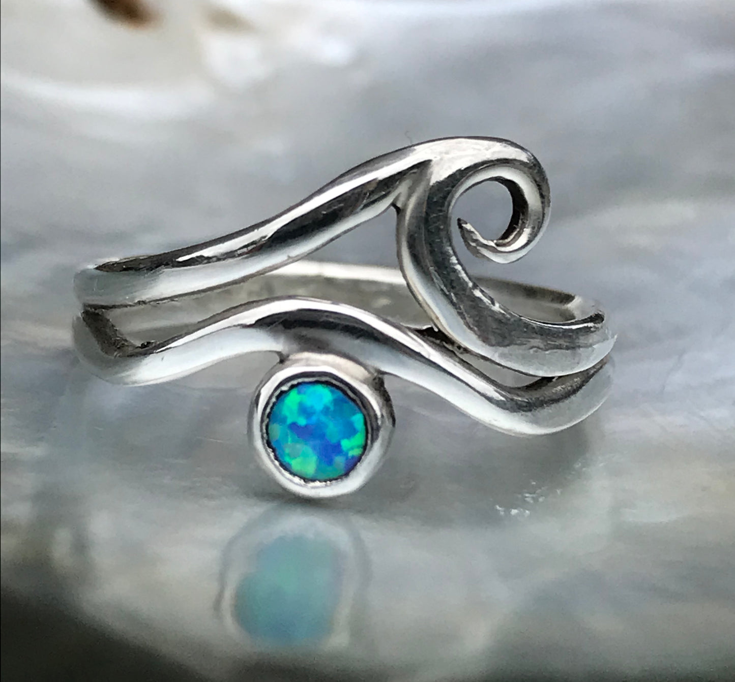 Wave opal ring