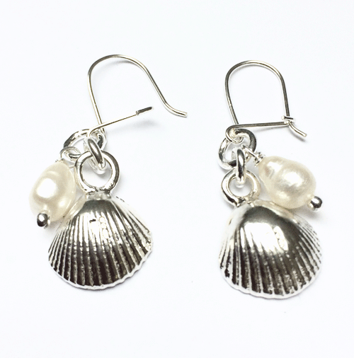 Cockle shell and pearl earrings by Pa-pa jewellery