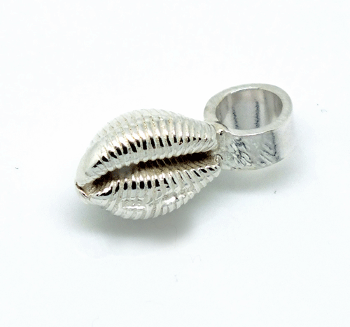 Silver cowrie shell charm by Pa-pa
