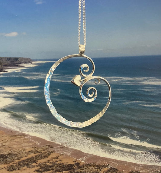wave and heart necklace by Gower silversmith Pa-pa