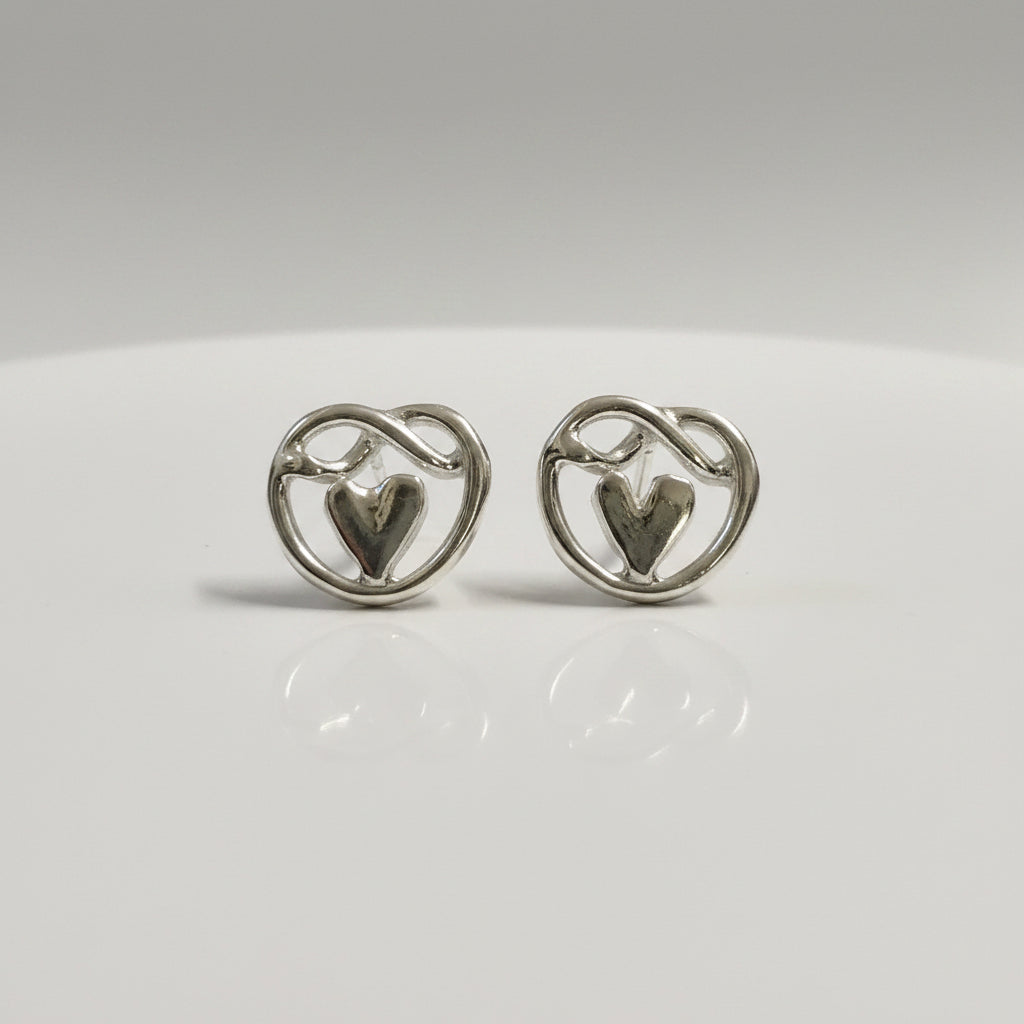 Heart of friendship knot stud earrings