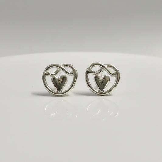 Heart of friendship knot stud earrings