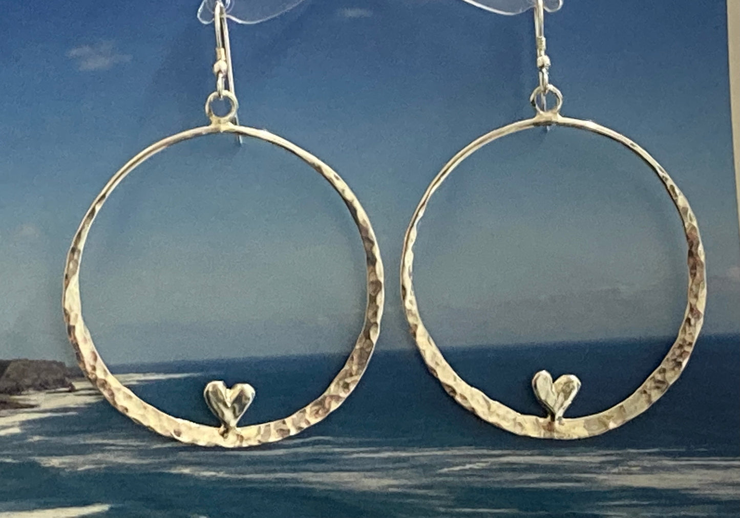 Heart on large hoop earrings