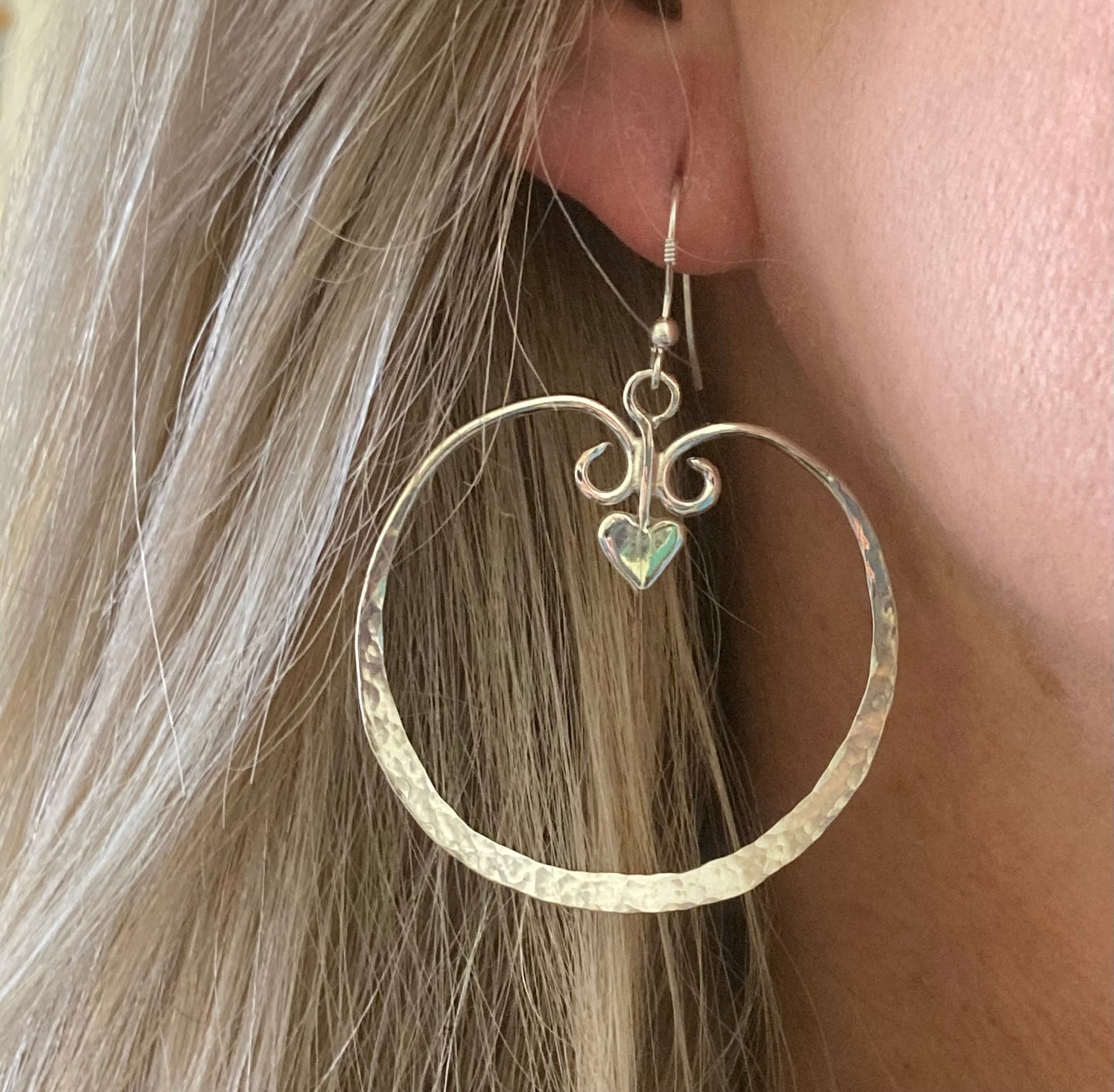 Heart large hoop earrings