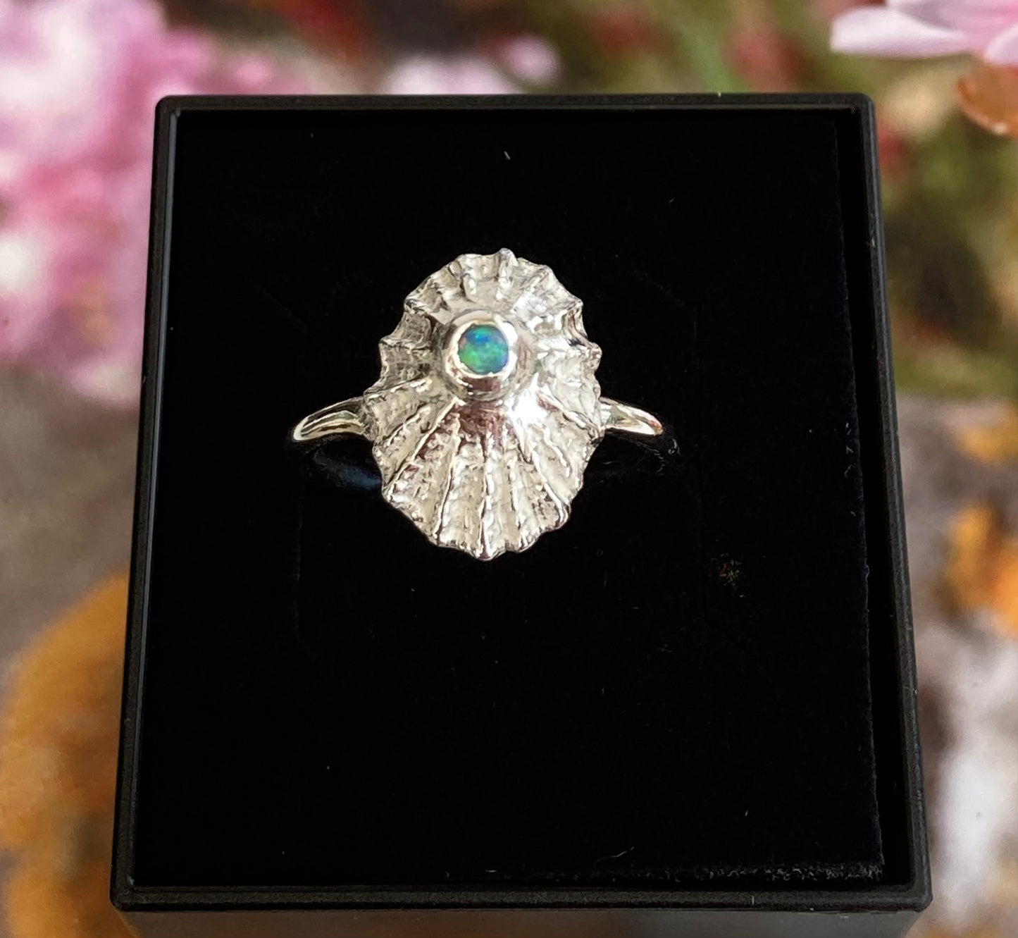 Limpet shell and opal ring