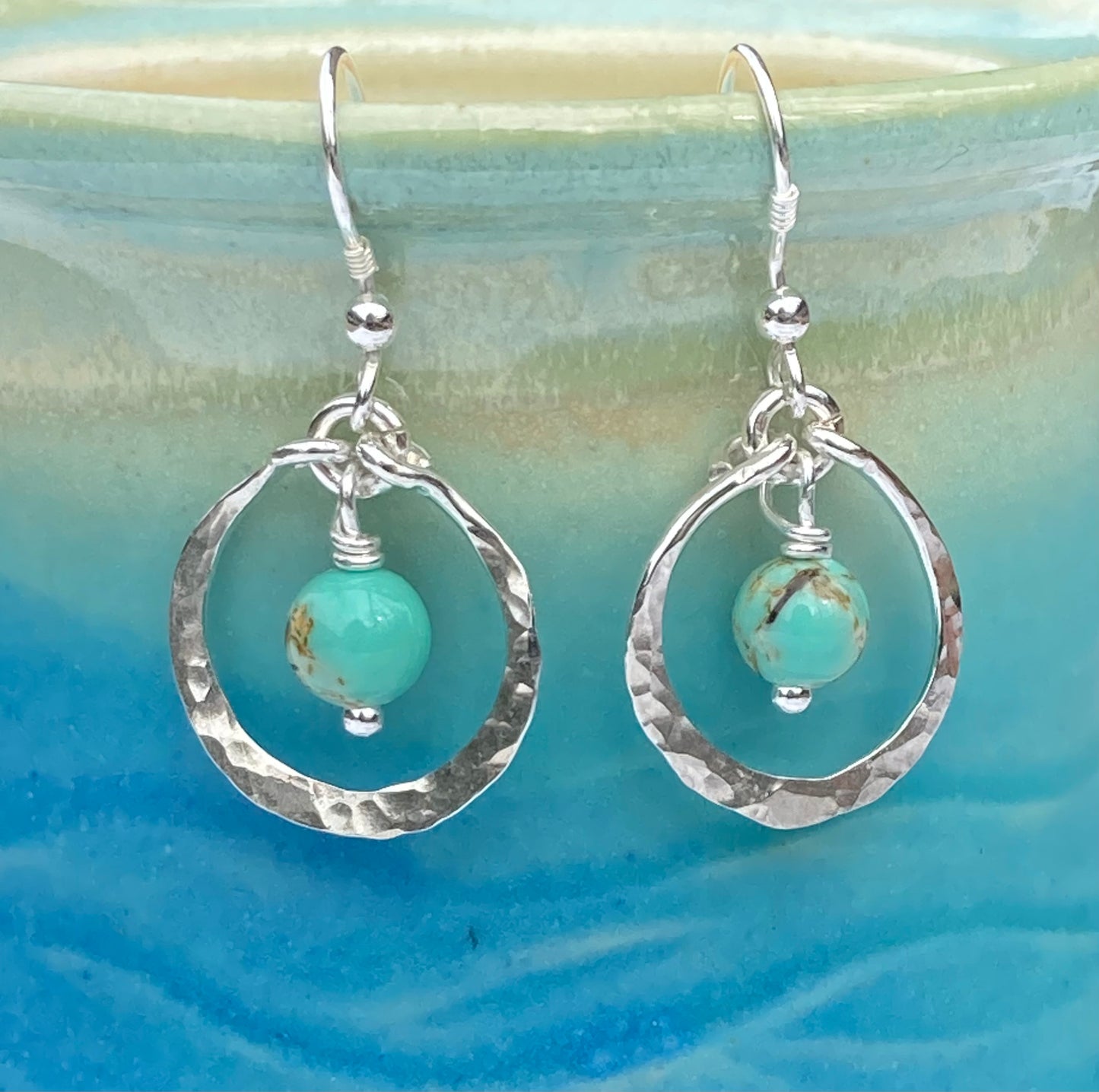 Turquoise bead circle earrings