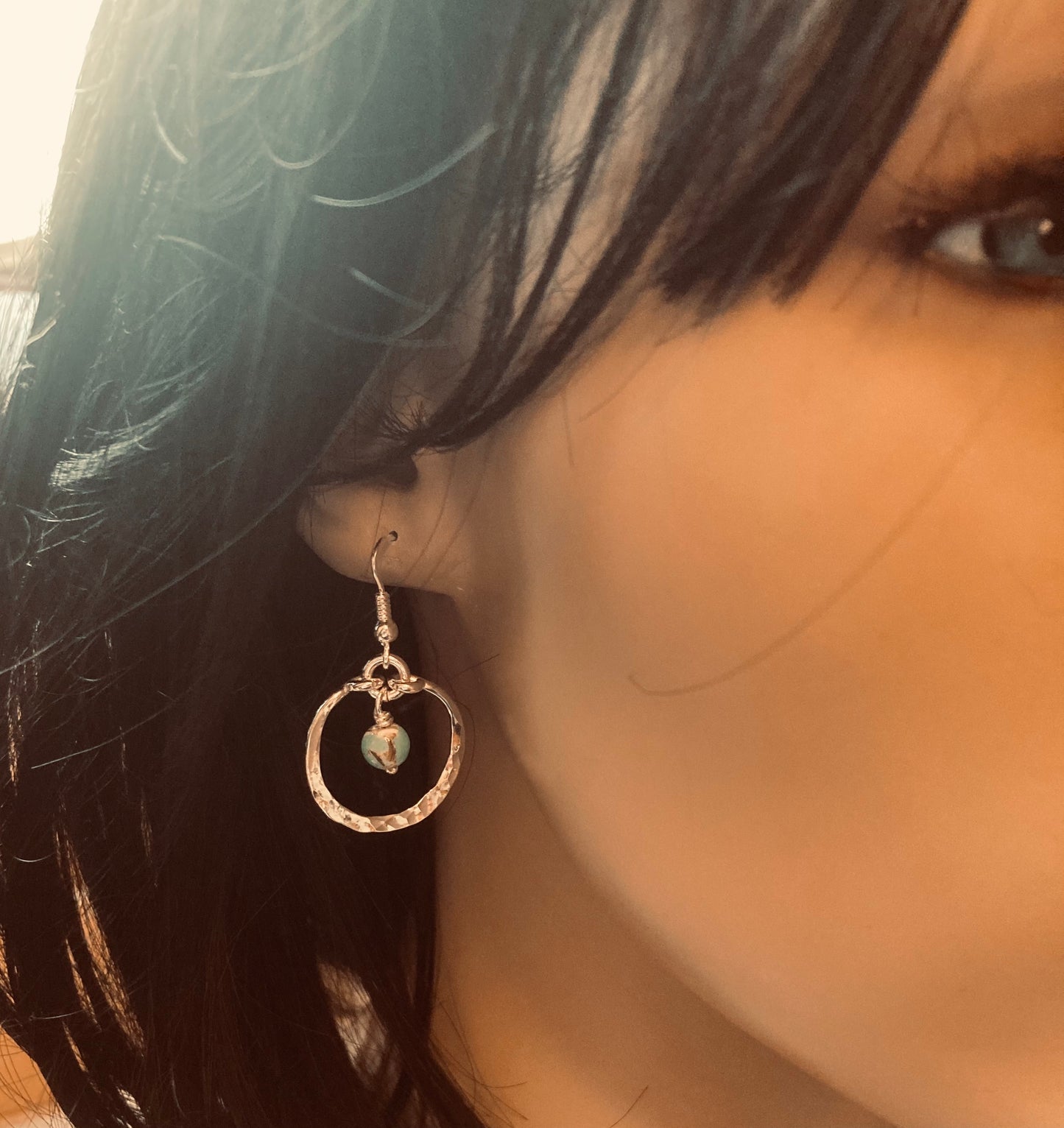 Turquoise bead circle earrings