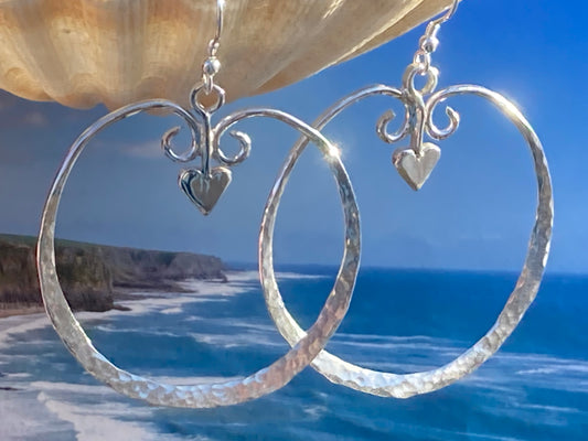 Heart large hoop earrings