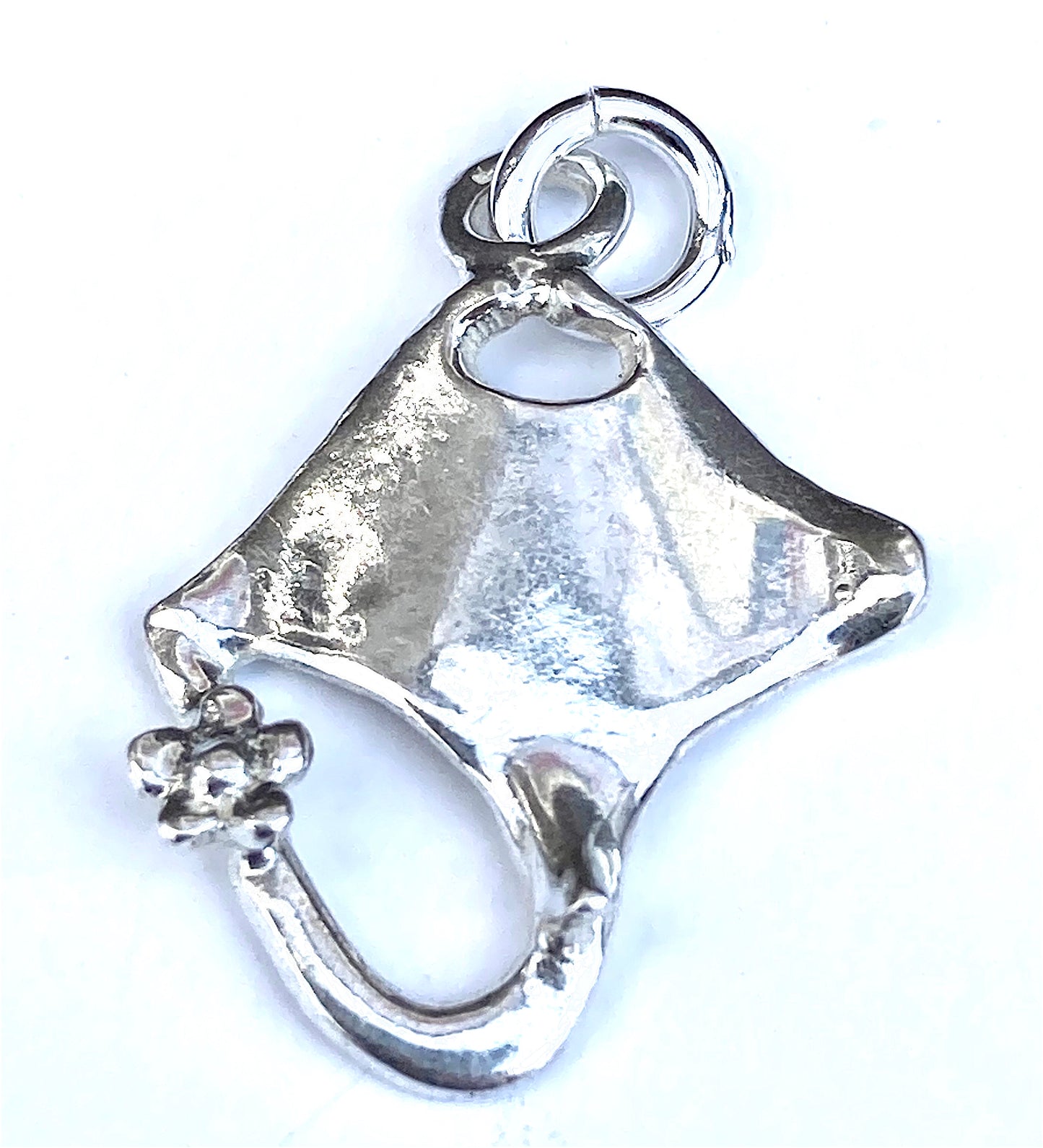 Silver manta ray charm