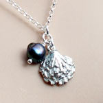 Silver oyster shell necklace