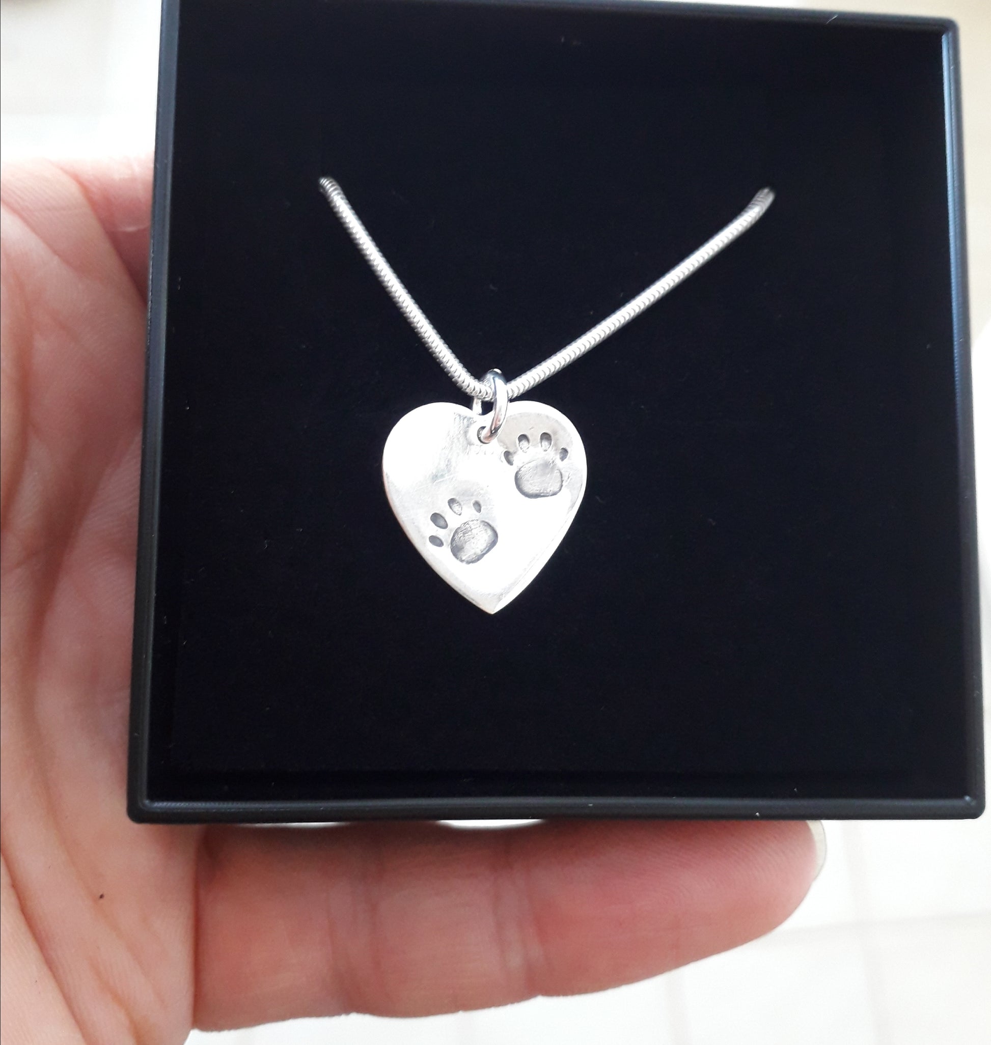 paw print heart necklace