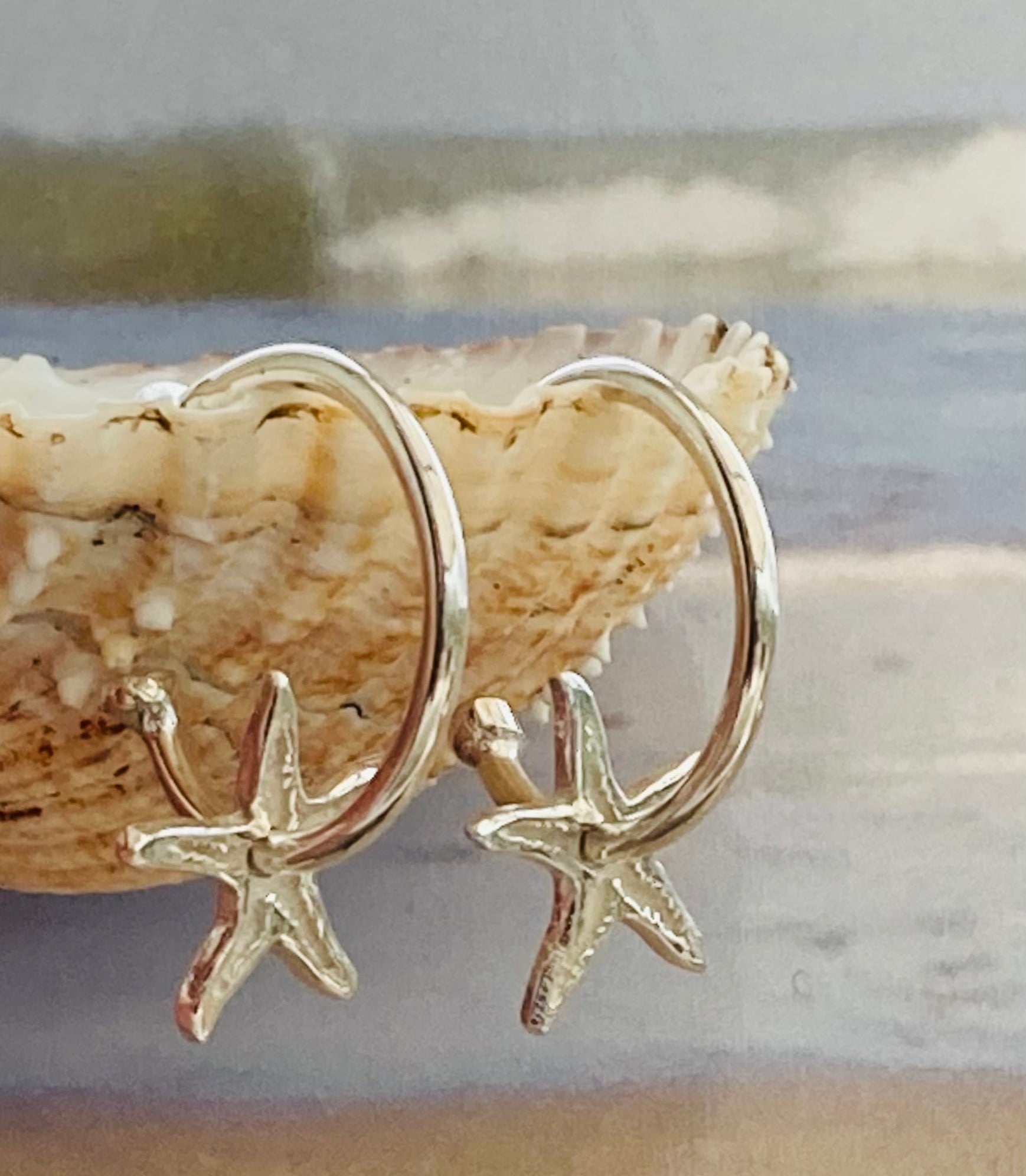 silver starfish hoops