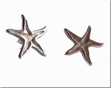 Silver starfish stud earrings