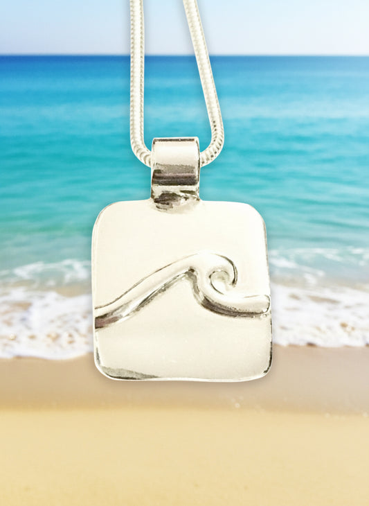 wave on a square silver background