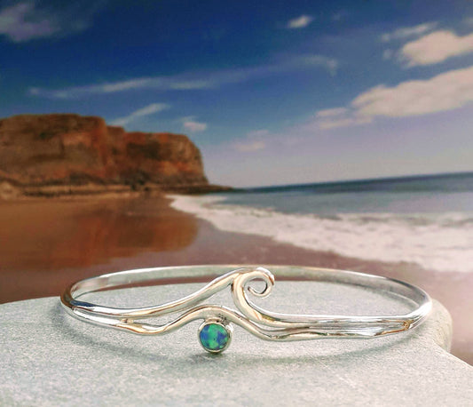 Wave opal bangle